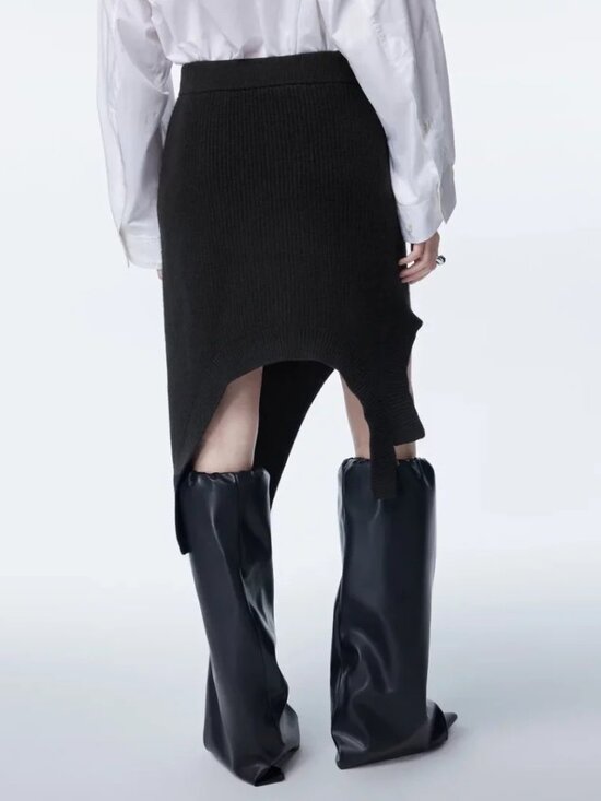 JNBY Black Asymmetric Knit Skirt – XS, New with Tags - Picture 2 of 8